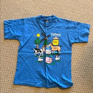 Fox Kids Holland Graphic Tee - Blue with Multicolor Print